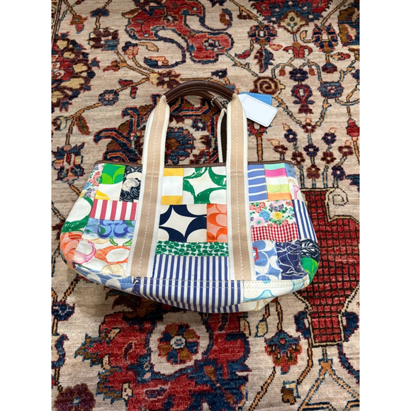 Coach Hamptons Weekend Patchwork Tote Multicolor Canvas Stripe Bag 1941 - Picture 3 of 11